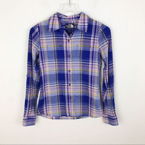 The North Face Purple Flannel Button Down Top XS - Picture 1 of 6